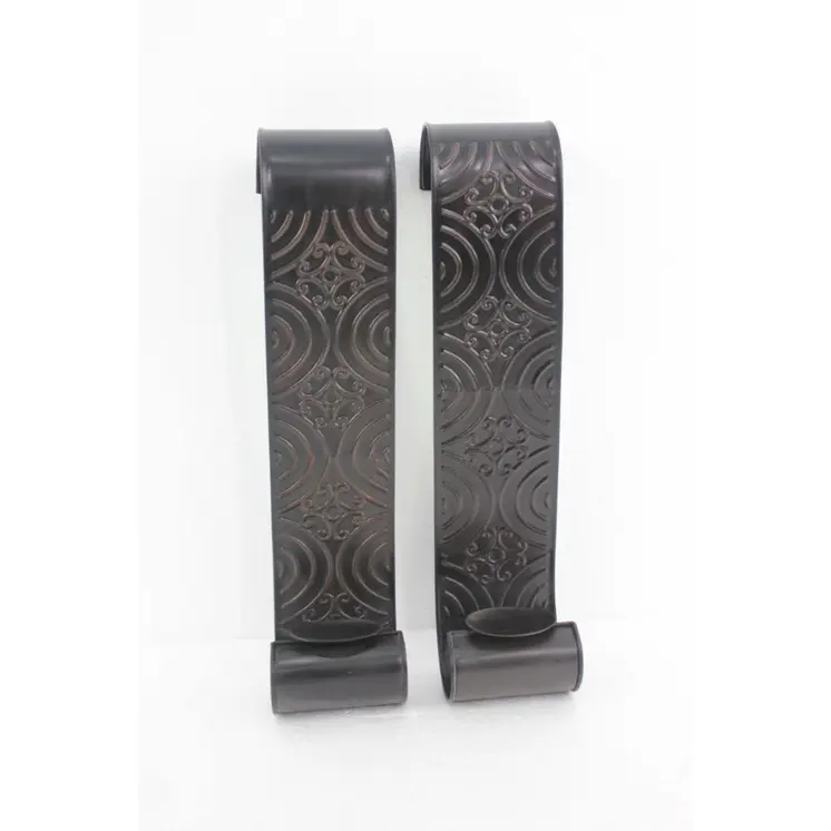 5" X 5" X 23.25" Brown, Vintage, Metal - Wall Candle Holder Sconce Set