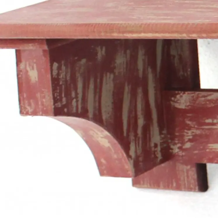 30" Red Distressed Wood Four Hook Wall Mounted Hanging Coat Rack