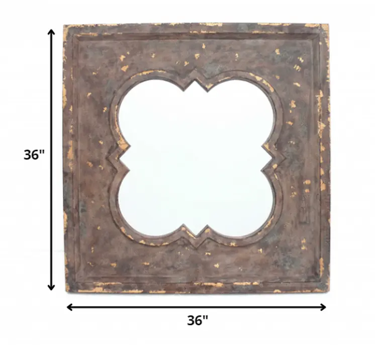 36" Bronze Square Wood Framed Accent Mirror