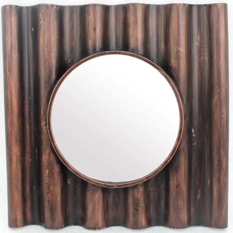 24" Bronze Square Metal Framed Accent Mirror