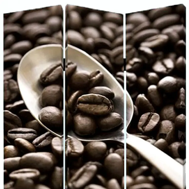 48" X 72" Multi Color Wood Canvas Coffee Time  Screen