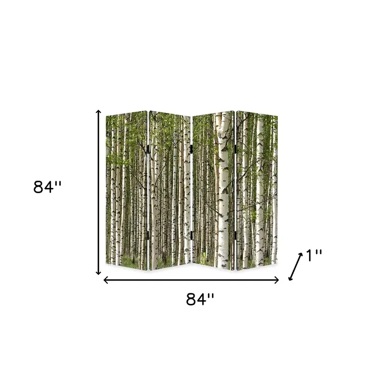84" X 84" Multi Color Wood Canvas Prolific Forrest  Screen