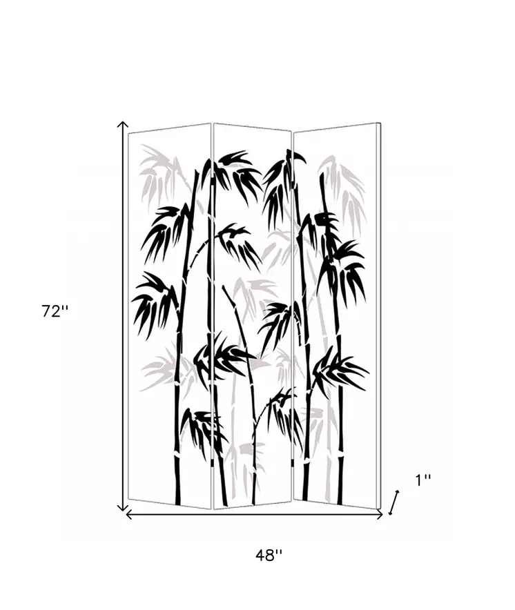 48 X 72 Multi Color Wood Canvas Bamboo Leaf  Screen