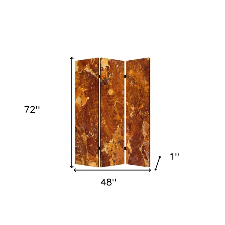 48" X 72" Multi Color Wood Canvas Brown Marble  Screen