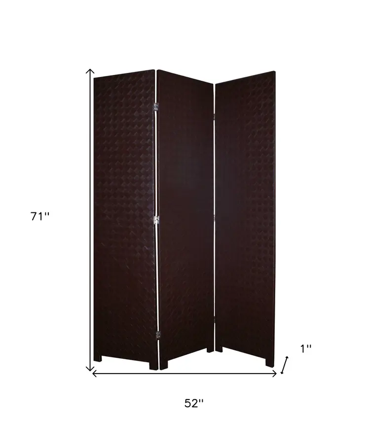 52 X 71 Brown Criss Cross Faux Leather  Screen