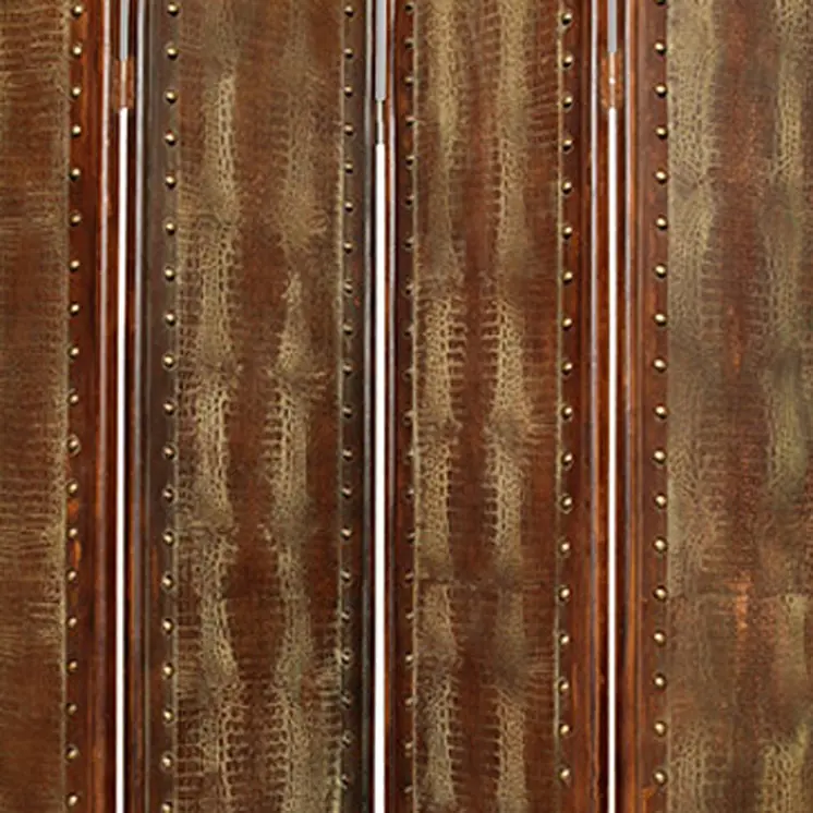 76" X 84" Brown Faux Leather Reptillian  Screen