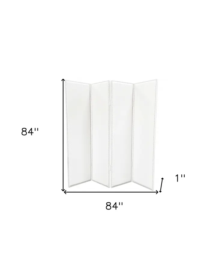 84 X 84 White Faux Leather  Screen