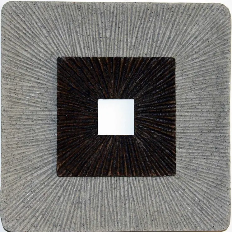 19" X 19" X 2.5" Modern Brown And Gray Ribbed Square Wall Art