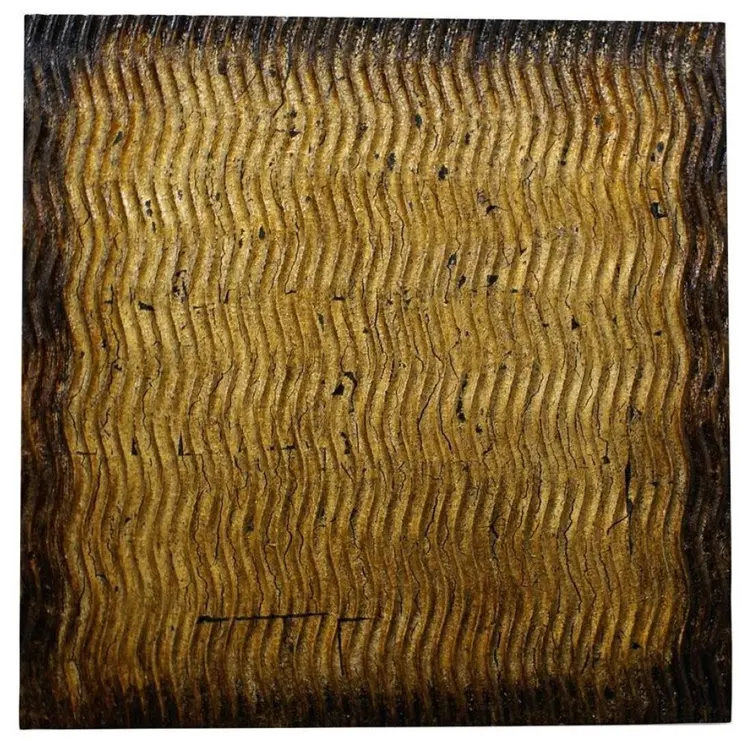 24" X 24" X 1" Raw Wood Look Gold Finish Square Wall Art Medium