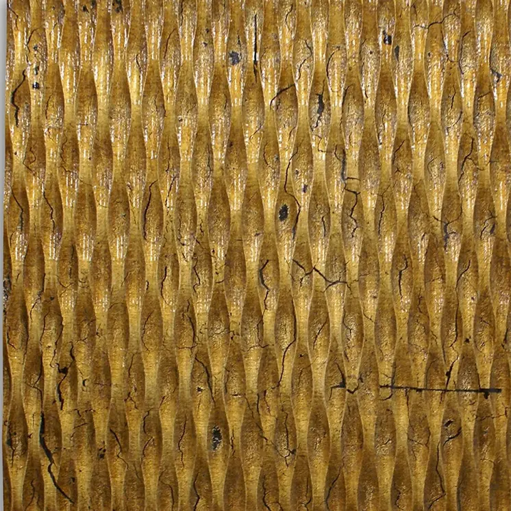 36" X 36" X 1" Raw Wood Look Gold Finish Square Wall Art
