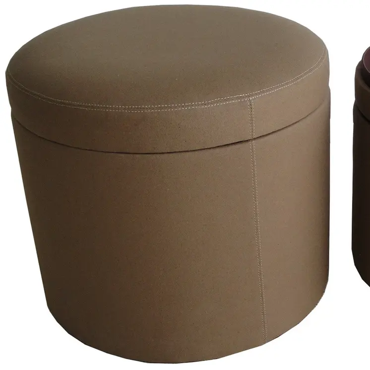 1" Tan Faux Leather Round Storage