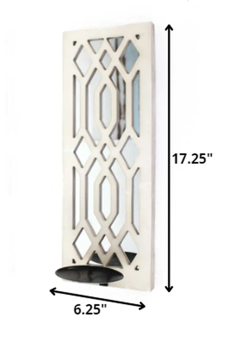 6" White Wood Wall Sconce Candle Holder
