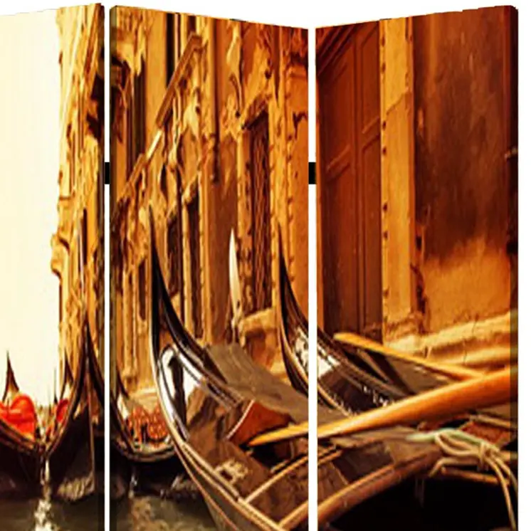 48" X 72" Multi Color Wood Canvas Venice  Screen