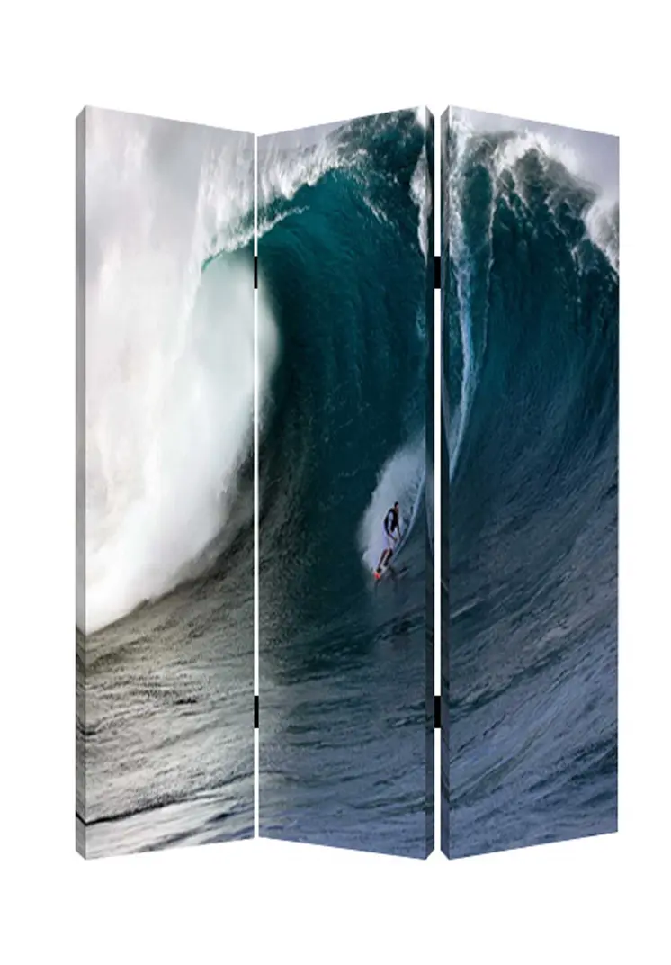 48 X 72 Multi Color Wood Canvas Wave  Screen