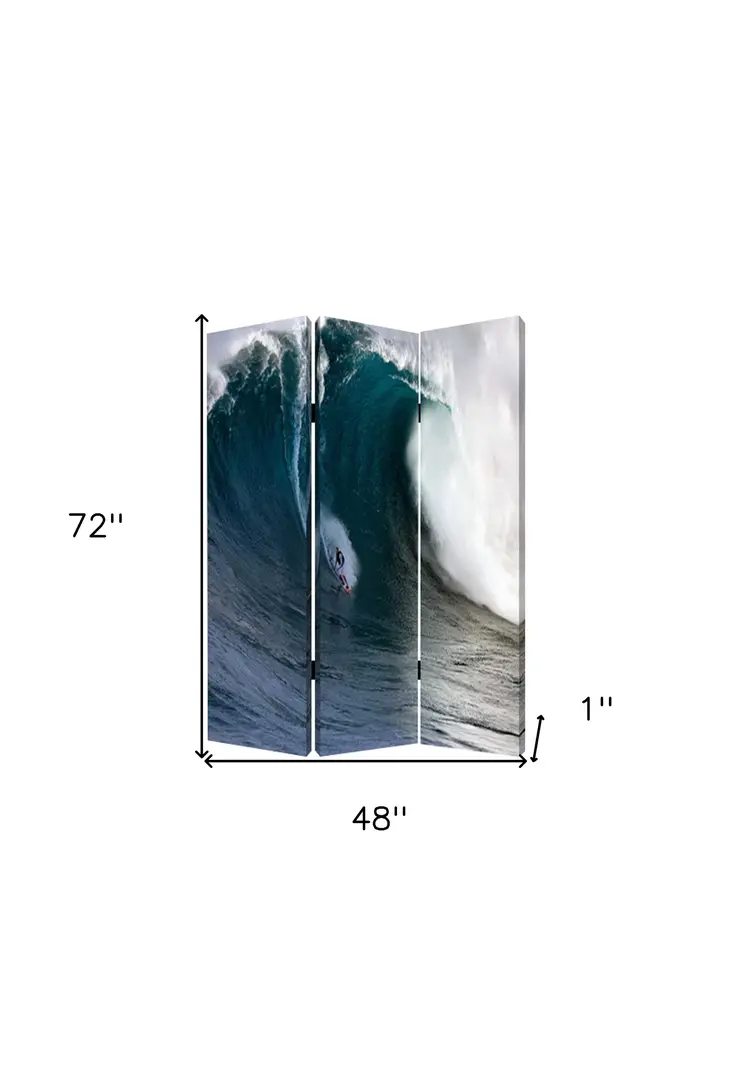 48 X 72 Multi Color Wood Canvas Wave  Screen