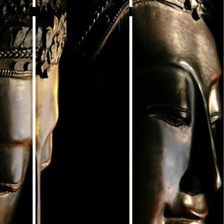 48" X 72" Multi Color Wood Canvas Budda  Screen