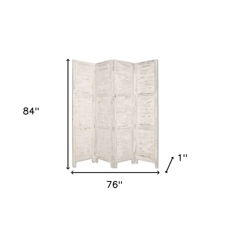 76" X 84" White Wood Screen