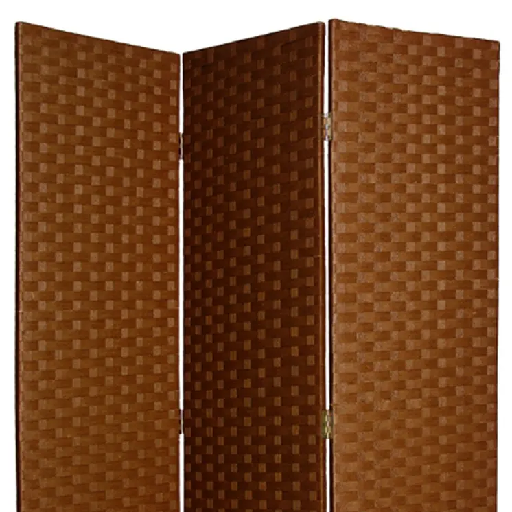 54" X 72" Dark Brown Wood  3 Panel Screen