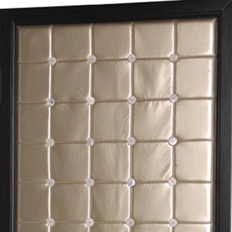 59" X 67" Gold Wood & Fabric  Screen