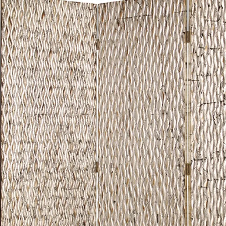 63" X 72" Silver Wood 3 Panel  Screen