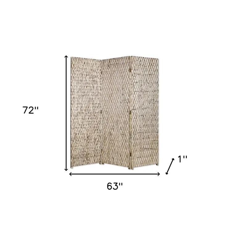 63" X 72" Silver Wood 3 Panel  Screen