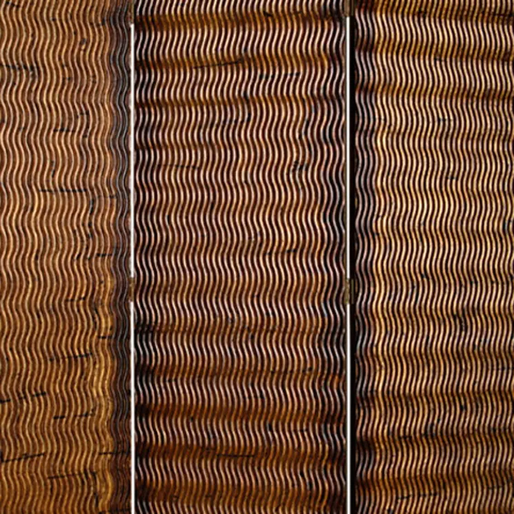 63" X 72" Brown Wood 3 Panel  Screen
