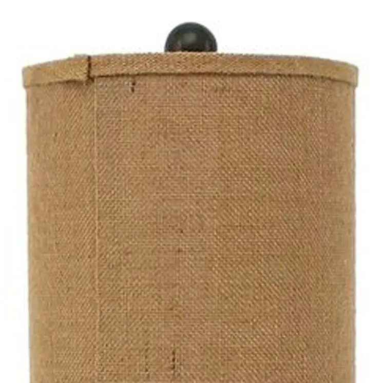 31" Black Fleur de Lis Metal Table Lamp With Natural Burlap Shade