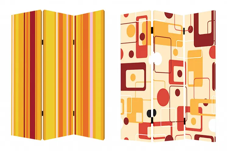 48 X 72 Multi Color Wood Canvas Deep Saffron  Screen