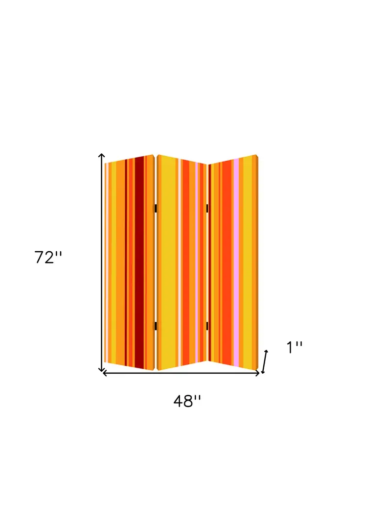 48 X 72 Multi Color Wood Canvas Deep Saffron  Screen