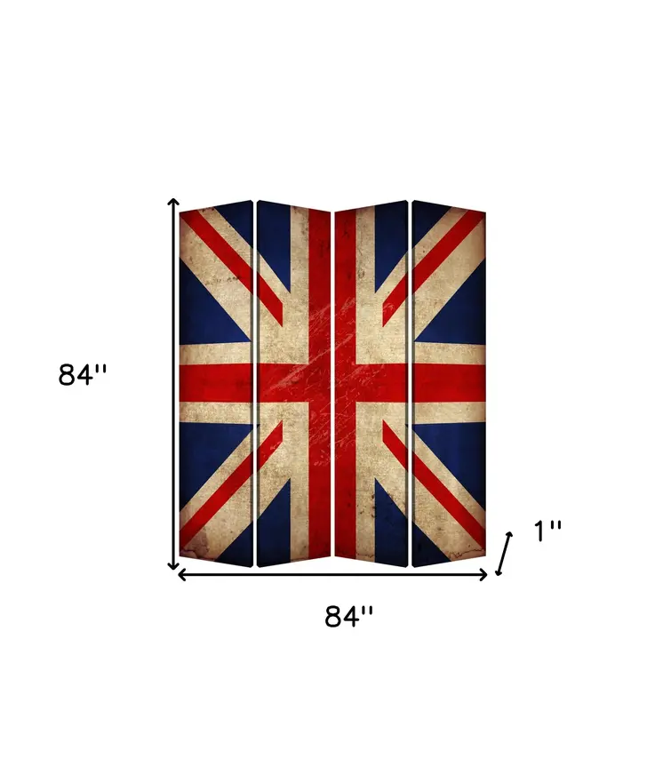 84 X 84 Multi Color Wood Canvas Union Jack  Screen