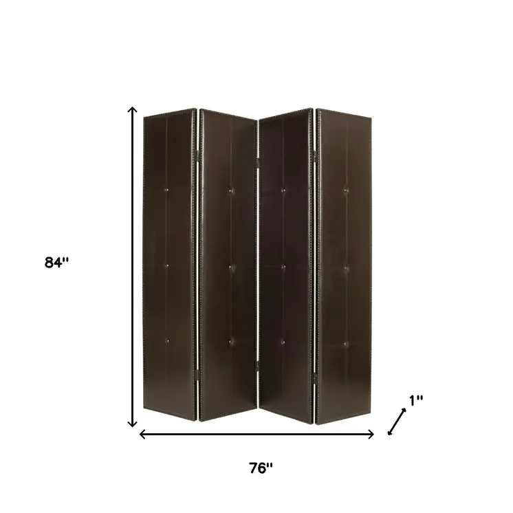 76" X 84" Brown Faux Leather  Screen