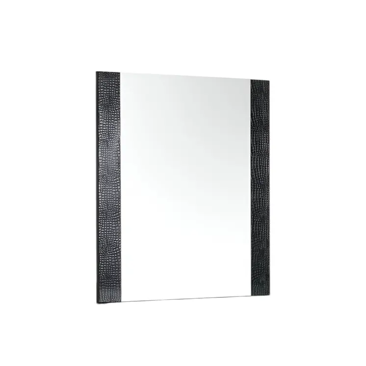 41" Black Faux Shagreen Partially Framed Accent Mirror