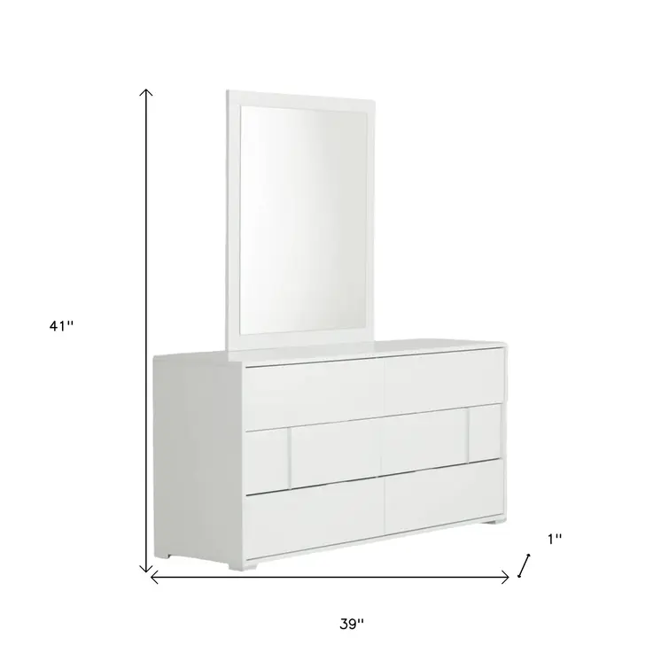 41" White Mounted Dresser Mirror