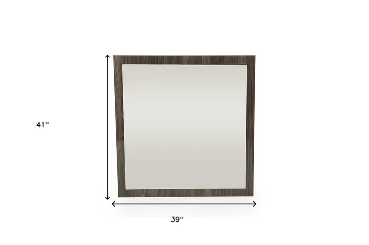 41" Gray Square Wood Framed Accent Mirror