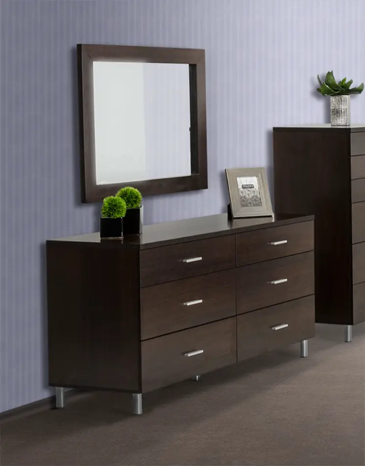 39" Ebony Square Wood Framed Dresser Mirror
