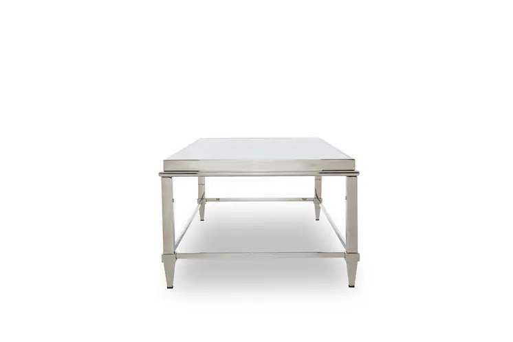 55" Clear and Silver Glass And Steel Coffee Table