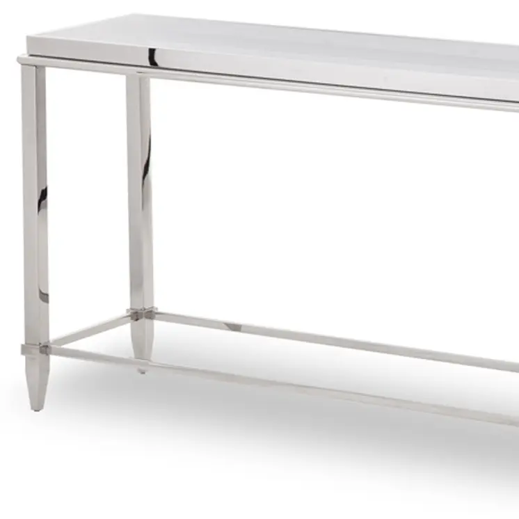 55" Silver Glass Frame Console Table