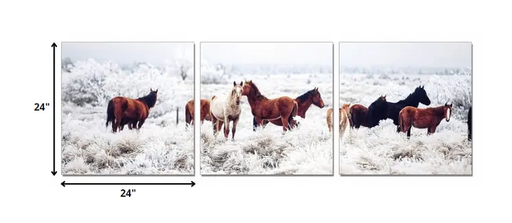 Set of Three White Canvas Square Framed Art