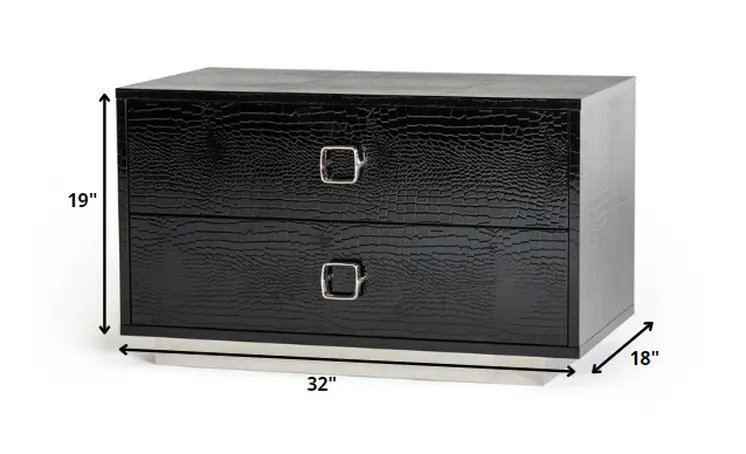 19" Black Solid Wood Nightstand