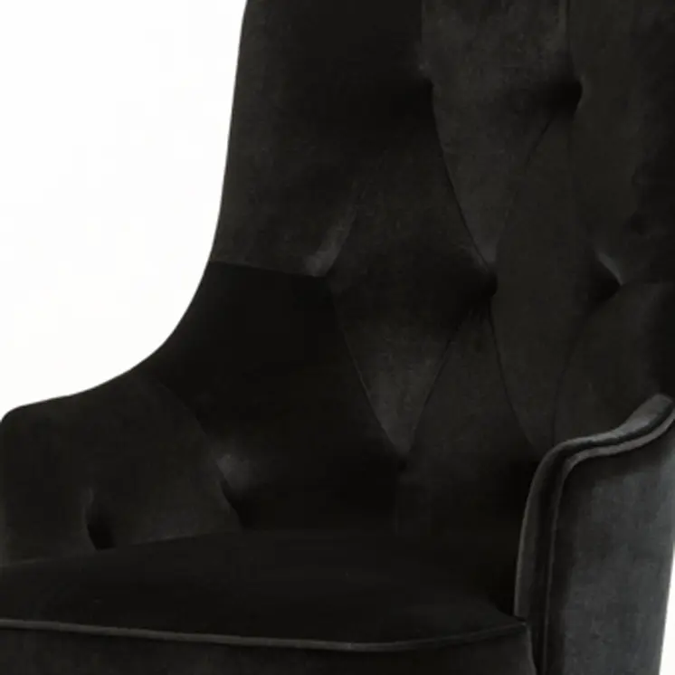 Black Upholstered Velvet Wing Back Dining Arm Chair