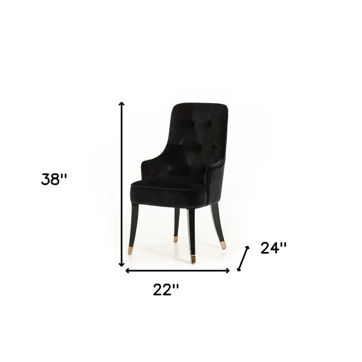 Black Upholstered Velvet Wing Back Dining Arm Chair