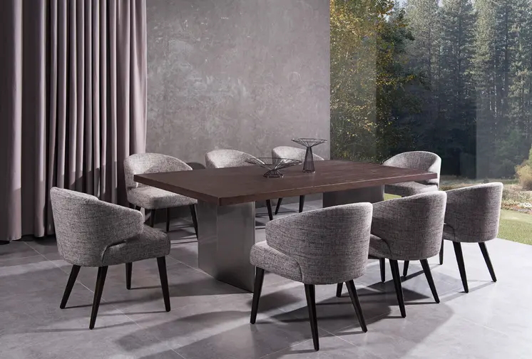 Gray and Black Upholstered Fabric Wing Back Dining Arm Chair