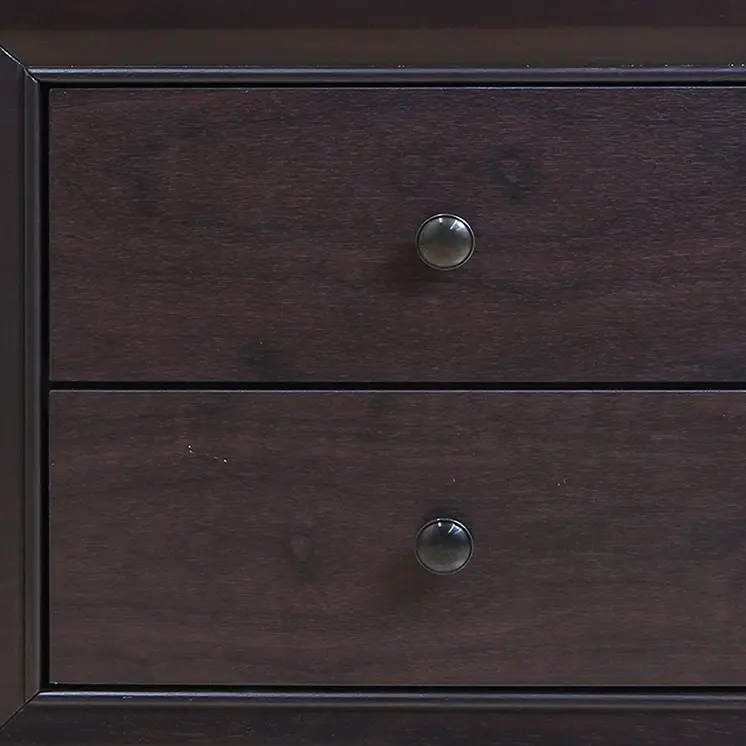 22" Espresso Two Drawers Solid Wood Nightstand