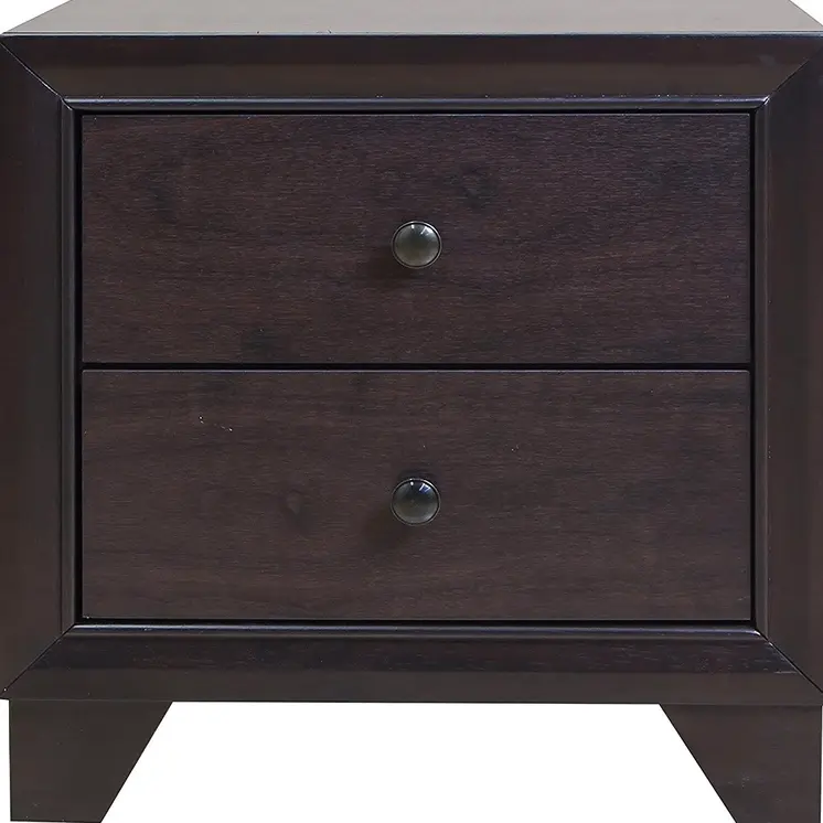 22" Espresso Two Drawers Solid Wood Nightstand