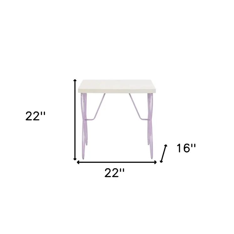 22" Lilac Steel and Wood Nightstand