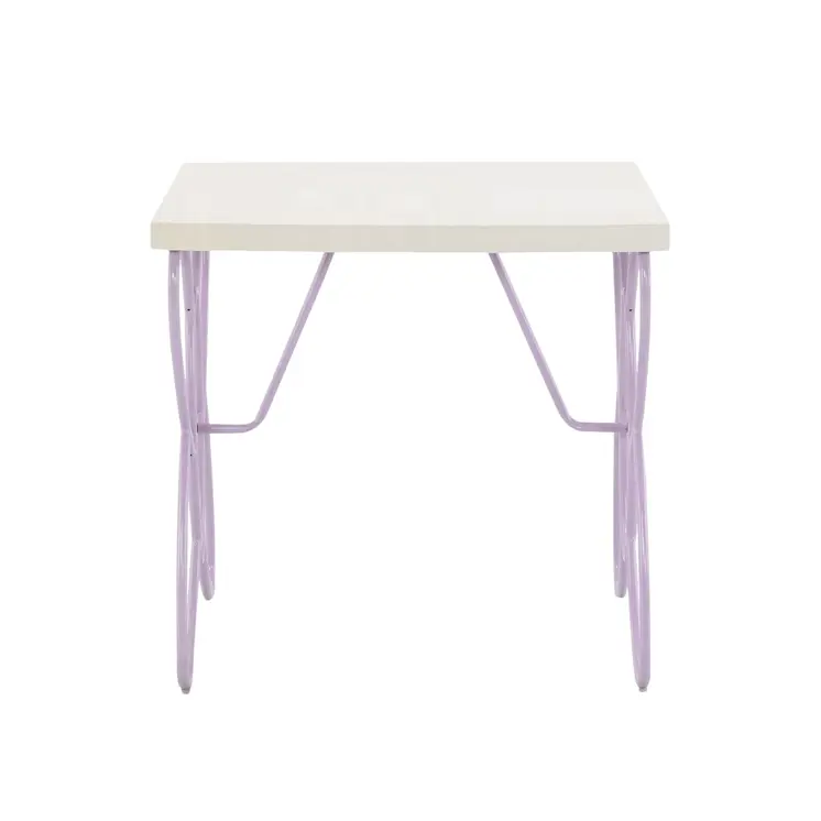 22" Lilac Steel and Wood Nightstand