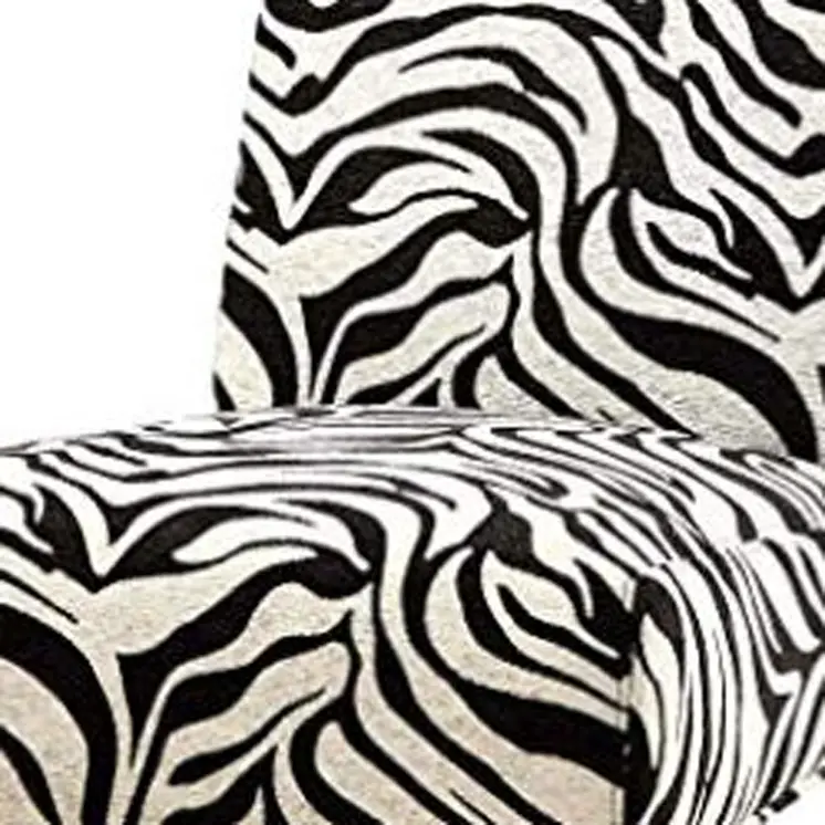 30" White and Brown Fabric Animal Print Side Chair