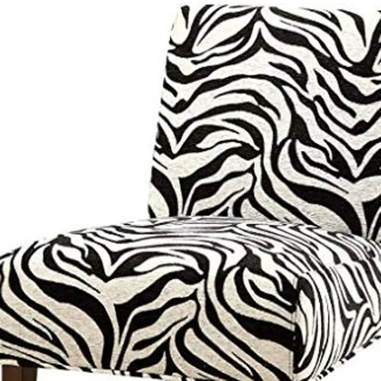 30" White and Brown Fabric Animal Print Side Chair