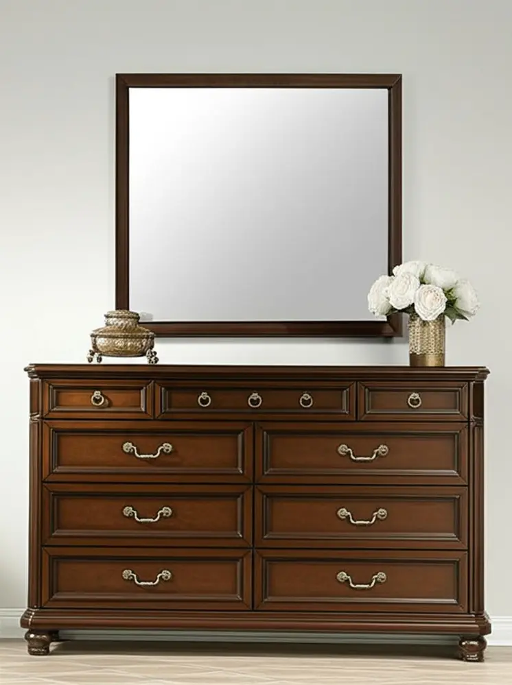 35" Espresso Wood Mounted Dresser Mirror