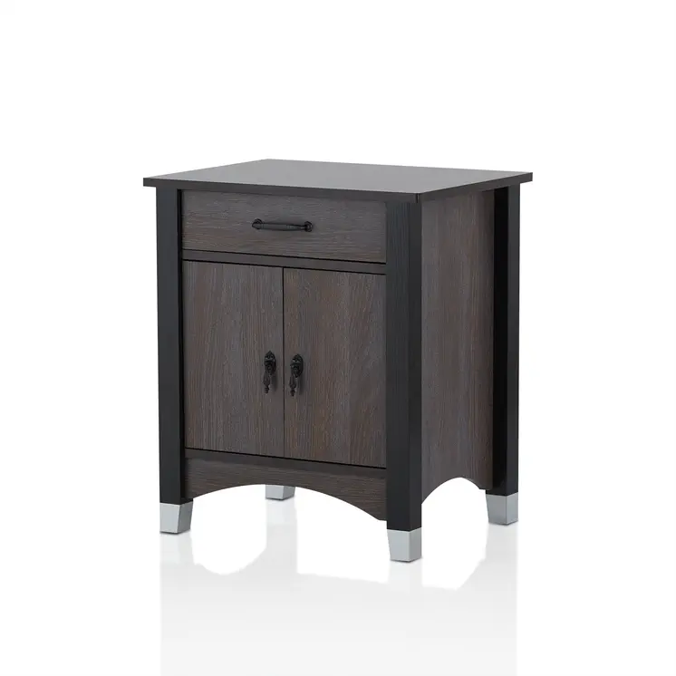 Gray Oak Wood Finish Rectangular Night Stand
